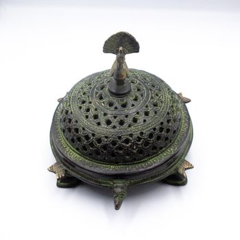 Exquisite Nepal Handmade Peacock Tortoise Copper Incense Burner Holder Home Decoration