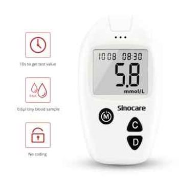 SINOCARE Safe Accu Blood Glucose Monitoring System With 50 test Strips and 50 Lancets (Bundle)