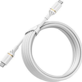 كابل OtterBox USB-C إلى USB-C PD 3 أمتار - متين وخالي من التشابك وسرعة شحن ومزامنة 3 أمبير ، لأجهزة MacBook و iPad Pro و Samsung و Nintendo Wii وغيرها من الأجهزة التي تدعم USB-C - أبيض