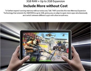 Blackview Tab 7, 10.1 inch Android 12 Tablet HD+ IPS Display, Quad-core 3GB RAM+64GB ROM 1TB External SD Card - Gray