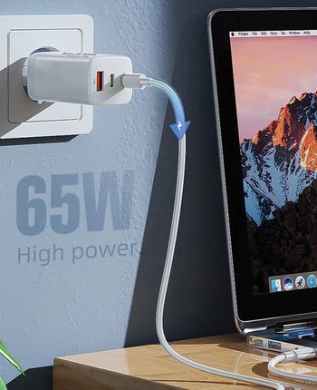 Max & Max 65W Fast Charger Adapter USB-C 3Port GaN PPS Turbo USB-C USB-A for MacBook Pro/Air, Laptops, iPad, iPhone 11,12,13,14,15 Pro Plus Max, Samsung S23/S10, Dell XPS, Note 20/10+, Oppo