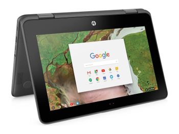 كمبيوتر محمول HP Chromebook 11 x360 G1 EE بشاشة تعمل باللمس مقاس 11.6 بوصة ، ومعالج إنتل سيليرون ، وذاكرة وصول عشوائي 4 جيجابايت ، وذاكرة وصول عشوائي (إي إم إم سي) بسعة 32 جيجابايت ، وبطاقة رسومات إنتل عالية الدقة - رمادي/ 32 جيجابايت