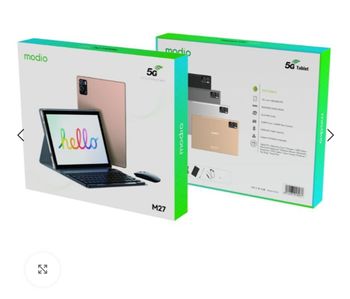 جهاز الكمبيوتر اللوحي Modio M27 بنظام Android 10.1 بوصة بشريحتين وكاميرا مزدوجة مع لوحة مفاتيح لاسلكية وماوس 8GB RAM 256GB ROM رمادي