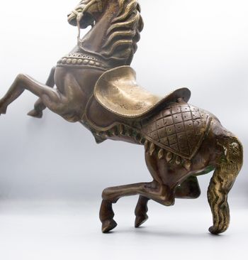 Majestic Bronze Standing Dynamic Horse Figure Set Handcrafted in Nepal