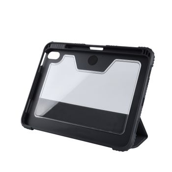 جراب Max & Max Rugged لجهاز Apple Ipad 10.9 بوصة من الجيل العاشر للحماية من السقوط / مضاد للانزلاق / مناسب للأطفال ، حامل قلم رصاص أو قلم تلوين ، ظهر شفاف شفاف (أسود)