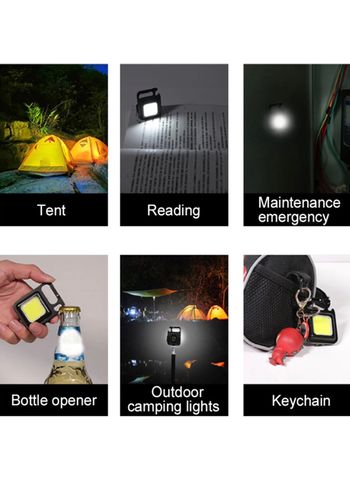 Multi-Function COB Rechargeable Keychain Light - Mini Magnetic LED Flashlight, Portable Pocket Work Light With Bottle Opener for Outdoor Hiking Camping