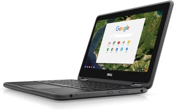 جهاز كمبيوتر محمول قابل للتحويل من Dell Chromebook 11 3189 2in1 بشاشة تعمل باللمس مقاس 11.6 بوصة ومعالج Intel Celeron وذاكرة وصول عشوائي سعة 4 جيجابايت وذاكرة وصول عشوائي سعتها 16 جيجابايت ورسومات Intel HD و Chrome OS-Black