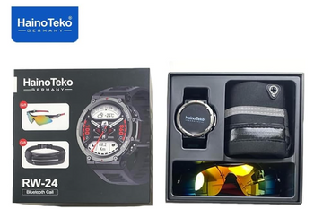 Haino Teko Germany RW-24 Smart Watch Round Shape Sports Model with Sun Glass, Running Belt and Wireless Charger