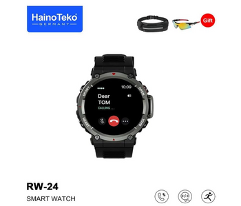 Haino Teko Germany RW-24 Smart Watch Round Shape Sports Model with Sun Glass, Running Belt and Wireless Charger