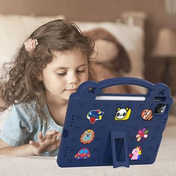 KM Shockproof Case Compatible with iPad 9th 10.2 Inch 2021 I pad pro 10.5 inches 2017 Ipad Air 3 10.5inches 2019 Kids Cover with Pencil Holder/Handle/Stand - Navy Blue