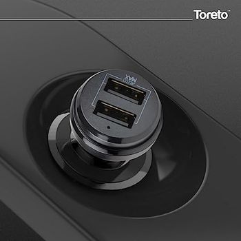 Toreto USB dual port 2.4a rapid car charger with safety charging for Samsung -tor 401- Black