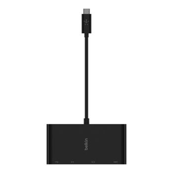 بلكين كابل USB-C 10 سم إلى HDMI وVGA وDVI وDisplayPort - أسود