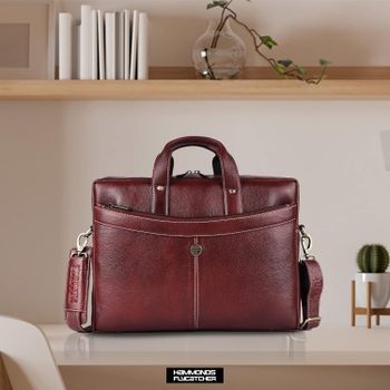 Hammonds Flycatcher Laptop Bag for Men - Leather Messenger Bag for Office - Fits up to 16 Inch Laptop - Shoulder Bag with Multiple Compartments - LB122BR RI9V - Brown