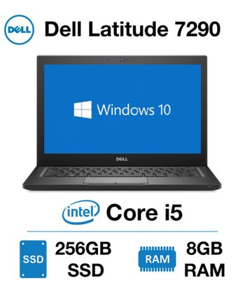 Dell Latitude 7290، Core i5-8th Gen، 8GB RAM، 256GB SSD، 12.3 & amp؛ quot ؛، HDMI ، الكاميرا ، WiFi ، قارئ البطاقات ، الخلفية KB ، أسود