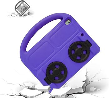 KM Car wheel iPad Mini Case for Kids, Design Silicone Handle Stand Lightweight Shockproof case Compatible for Apple iPad Mini 1 2 3 4 & 5 Purple