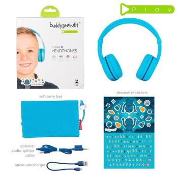 BuddyPhones - Play Wireless Bluetooth Headphones for Kids - Blue