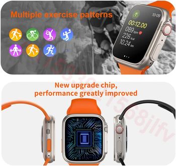 Ultra Smart Watch 2023 T900 Ultra Series 8 Smartwatch Wireless Charging Bluetooth Call Men Women Watch 8 Ultra Fitness Bracelet (Orange)