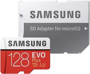 بطاقة ذاكرة Samsung EVO Plus سعة 128 جيجا بايت microSDXC UHS-I U3 مع محول