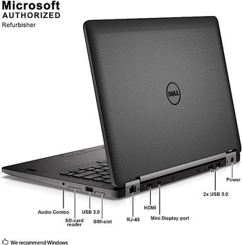 Dell Latitude E7470 Touchscreen Ultrabook - Intel Core i7-6600U 2.6GHz 16GB 512GB SSD Eng/Arabic Keyboard Windows 10 Pro