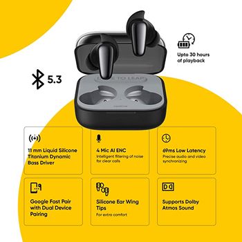 realme Buds Air 3 Neo Wireless Earbuds, 10mm Dynamic Bass Driver, Superior Sound Quality, ENC AI Noise Cancellation, IPX5 Water Resistance, Starry Blue