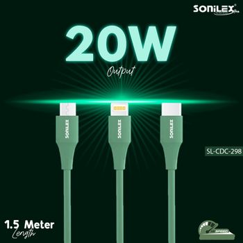 SONILEX micro lightning type-C USB charging Cable SL-CDC298 green