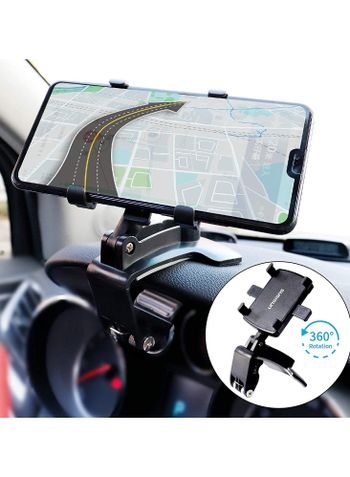 Car Phone Holder for Dashboard, 360 Degree Rotation Car Mobile Stand Compatible for All Smartphones (Black)