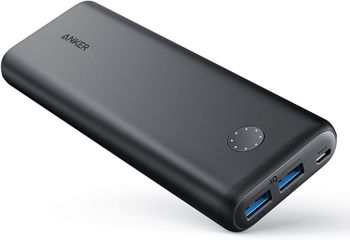 Anker PowerCore II, 20000 mAh, powerbank, external battery with PowerIQ 2.0 and two USB-A ports, iPhone 8, 8 Plus, 7, 6s, 6 Plus, and Samsung Galaxy and other devices, black