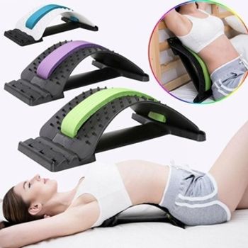 Adjustable Back Stretcher Lumbar Support Stretching Device Posture Corrector for Upper and Lower Back Pain Relief random color