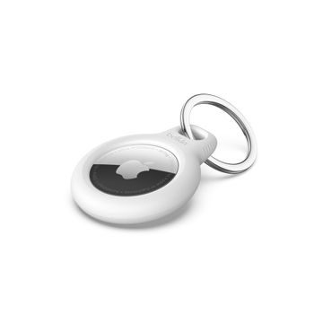 Belkin Apple AirTag Secure Holder w/ Key Ring | Twist and Lock Design, Scratch Prototection for Apple AirTag |Easy Attachment in Bags, Purse, Pets - White