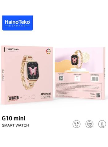 ساعة ذكية صغيرة Haino Teko G10 مع أربعة أشرطة، شحن لاسلكي سريع، Android وiOS، بطارية عالية السعة، مكالمات بلوتوث وإشعار ذكي، وجوه متعددة للساعة في وضع الاستعداد التحكم في الوصول عبر NFC، قياس درجة حرارة الجسم، المساعد الصوتي AlI، مراقبة الضغط الجوي