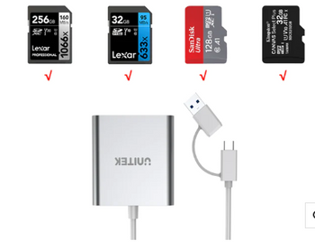 Unitek USB3.0 to Micro SD/SD/CF Card Reader (With USB-C Adaptor)