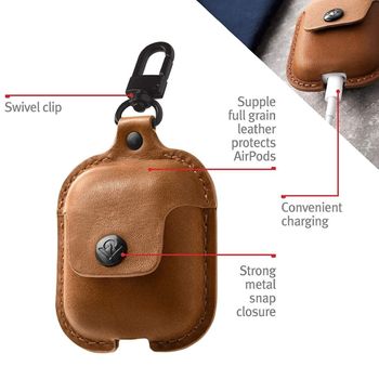 Twelve South - Airpods AirSnap Leather Protective Case - Cognac