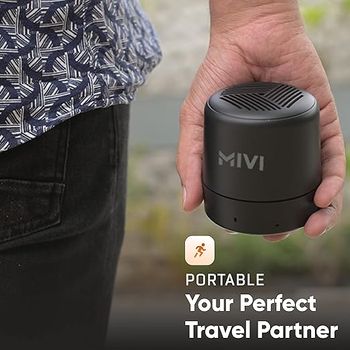 Mivi Play Bluetooth Speaker with 12 Hours Playtime. Wireless Speaker Made in India with Exceptional Sound Quality, Portable and Built in Mic-Black