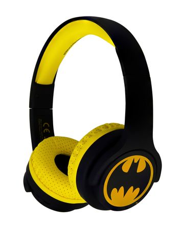 OTL Batman On Ear  Wireless  Kids HeadPhone - Safe Volume Limiting @ 85DB, Bluetooth 5.0 @ 10m distance, 30Hrs Playtime, Superb Sound w/ Aux port, Foldable, Comfortable & amp; Adjustable - Bat Symbol