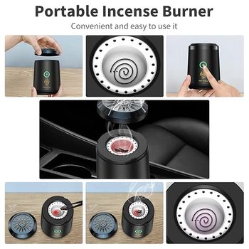 Electric Incense Burner Portable USB Rechargeable Aroma Diffuser, Arab bakhoor Incense Holder for Car and Home