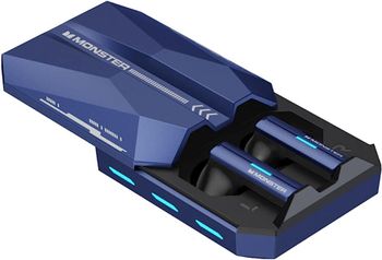 Monster XKT11 Gamer سماعة بلوتوث 5.2 سماعات أذن لاسلكية حقيقية سماعات رأس لتقليل الضوضاء بزمن انتقال منخفض مع ميكروفون (أزرق)