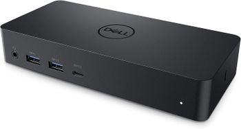 محطة الإرساء الشاملة من Dell D6000 Ultra 4K + مصدر طاقة (130 وات)،   محطة إرساء عرض USB 3.0 وUSB C ثلاثية 4K أو 5K فردية   مزود بمنفذي Displayport ومنفذ HDMI لنظامي التشغيل Windows وMac.