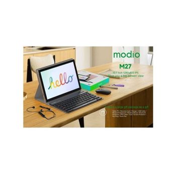 MODIO M27 Title Modio M27 Android Tablet PC 10.1 Inch Dual Sim and Dual Camera with Wireless Keyboard and Mouse 8GB RAM 256GB ROM Gold