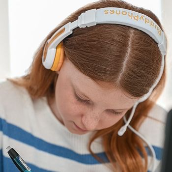 BuddyPhones - School Plus Kids Headphones - High Performance Beam Mic, Detachable BuddyCable for Sharing, Foldable & Cushioned Headband (Ýellow)