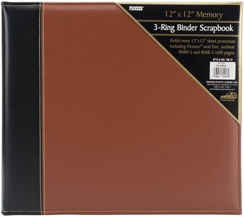 Pioneer 12 Inch by 12 Inch 2-Tone Cover Scrapbook Binder, Black on Brown