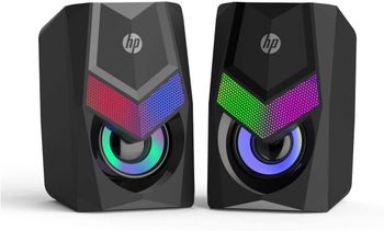 HP DHE-6000 WIRED SPEAKER RGB BACKLIGHT AUDIO PLAYER MULTIMEDIA STEREO MINI 360 SURROUND SOUND SUBWOOFER (BLACK)