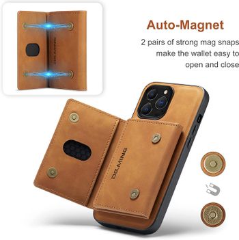 Wallet Case Compatible with iPhone 13 Pro, DG.MING Premium Leather Phone Case Back Cover Magnetic Detachable with Trifold Wallet Card Holder Pocket for iPhone 13 Pro (Brown)