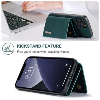 Wallet Case Compatible with iPhone 13 Pro, DG.MING Premium Leather Phone Case Back Cover Magnetic Detachable with Trifold Wallet Card Holder Pocket for iPhone 13 Pro (GREEN)