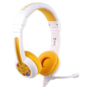 BuddyPhones - School Plus Kids Headphones - High Performance Beam Mic, Detachable BuddyCable for Sharing, Foldable & Cushioned Headband (Ýellow)