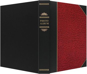 Pioneer LBT-57/R Photo Albums 50-Pocket Red and Black Ledger Style Leatherette Cover Photo Album for 5 by 7-Inch Prints