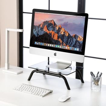 FITUEYES Glass Monitor Stand Desktop Screen Riser for Computer TV DT103802GT