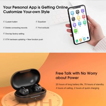 Original QCY T9 TWS Mini Bluetooth Headphones Earphones Stereo Wireless Earbuds With QCY Exclusive APP Available black,Blach