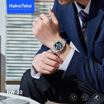 Haino Teko Germany RW23 Smart Watch Stainless Steel Bluetooth Call Music Sports Health Heart Monitoring for Android and IOS, Silver