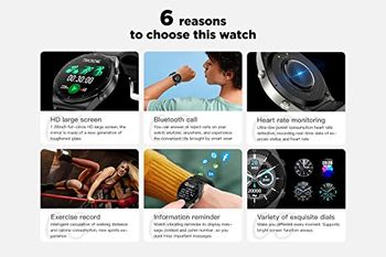 G-Tab GT3 Smart Watch with Bluetooth Calling, Large Battery, Heart Rate, Sleep, Blood Pressure and Exercise Monitoring, Sports (Black)