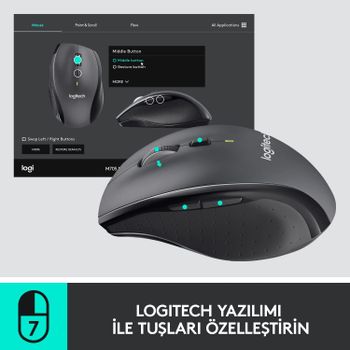 Logitech M705 Marathon Wireless Mouse, 2.4 GHz with USB Unifying Mini-Receiver, 1000 DPI Laser Grade Tracking, 7-Buttons, Extra Thumb Buttons, 3-Year Battery Life, PC / Mac / Laptop - Black